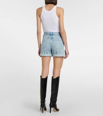 High-rise cuffed denim shorts | Frame