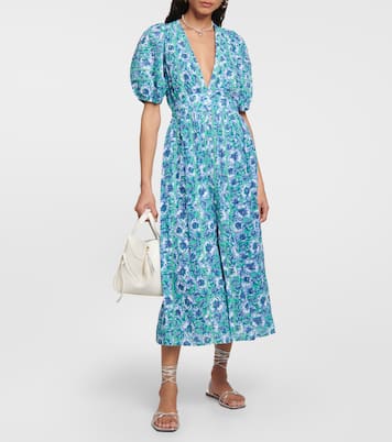 Robe midi Reine en coton à fleurs | Poupette St Barth