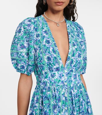 Robe midi Reine en coton à fleurs | Poupette St Barth
