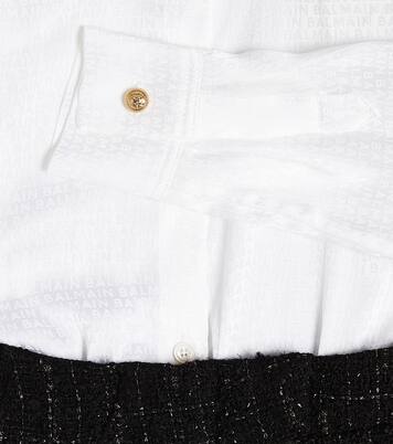 Cotton and wool blend shirt dress | Balmain Kids