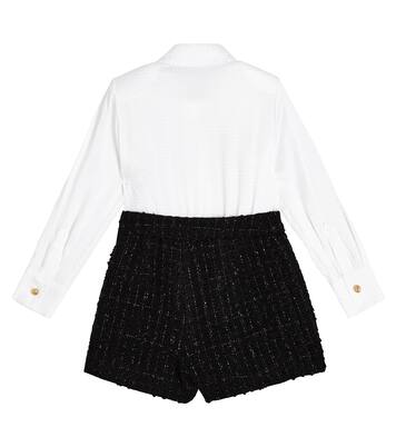 Cotton and wool blend shirt dress | Balmain Kids