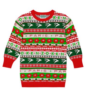 Intarsia cotton-blend sweater dress | Kenzo Kids