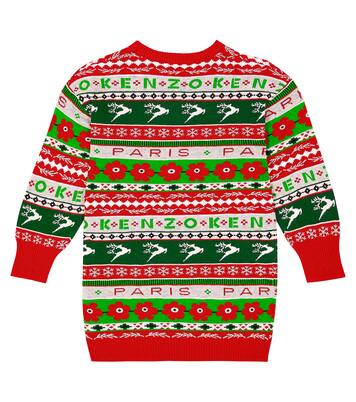 Intarsia cotton-blend sweater dress | Kenzo Kids