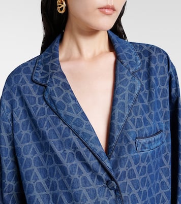 Feather-trimmed denim shirt | Valentino