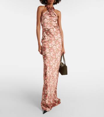 Robe longue imprimée en soie mélangée | Veronica Beard