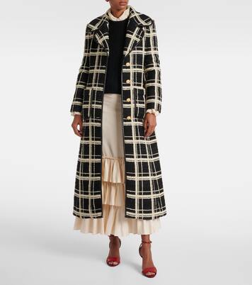 Mossi羊毛混纺花呢大衣 | Valentino