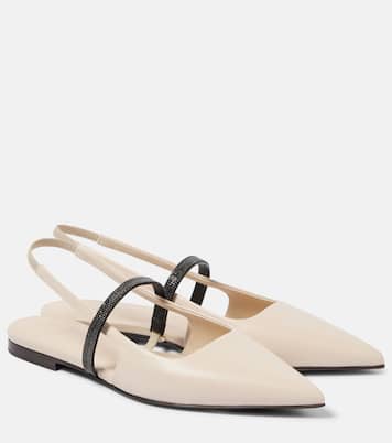 Pointy leather slingback pumps | Brunello Cucinelli