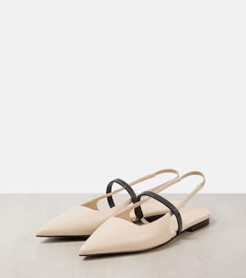 Pointy leather slingback pumps | Brunello Cucinelli