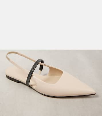 Pointy leather slingback pumps | Brunello Cucinelli