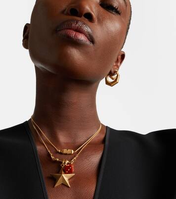 Baba Large 18kt gold single earring with diamonds and emerald | Marie Lichtenberg