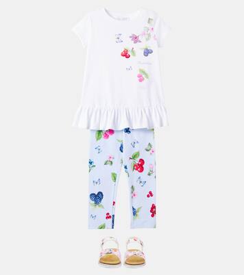 Printed cotton T-shirt and leggings set | Monnalisa