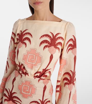 فستان قصير من الكتّان بطبعات  | Johanna Ortiz