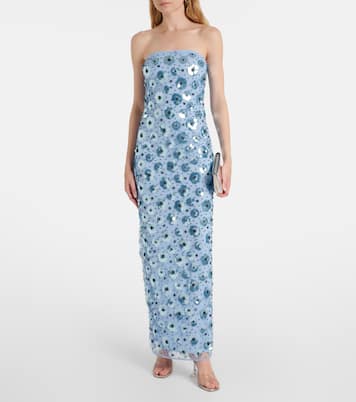 Floral embellished strapless gown | Rotate