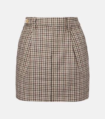 Checked virgin wool flannel miniskirt | Brunello Cucinelli