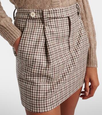 Checked virgin wool flannel miniskirt | Brunello Cucinelli