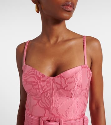 Robe de cocktail Petra en jacquard à fleurs | Rebecca Vallance