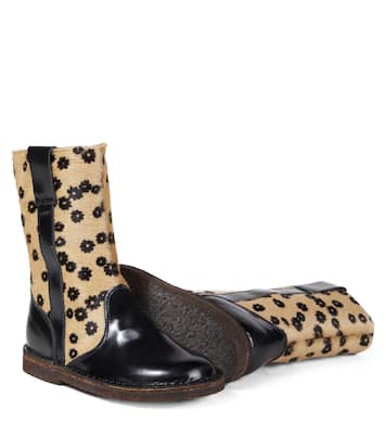 Floral calf hair and leather boots | PèPè
