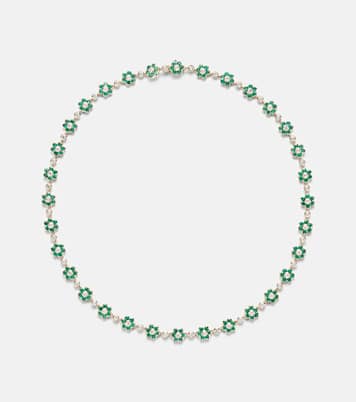 Choker Flora Small en or 18 ct, émeraudes et diamants | Anita Ko