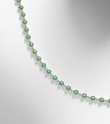 Choker Flora Small en or 18 ct, émeraudes et diamants | Anita Ko