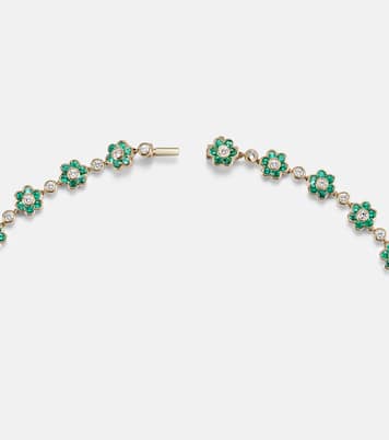 Choker Flora Small en or 18 ct, émeraudes et diamants | Anita Ko