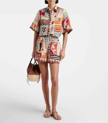 x LRNCE Michelle printed linen Bermuda shorts | Alémais