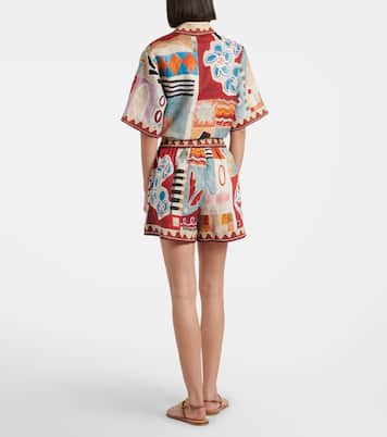x LRNCE Michelle printed linen Bermuda shorts | Alémais
