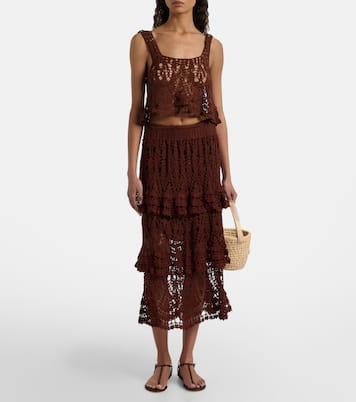 Falda midi Elsie de croché de algodón | Anna Kosturova