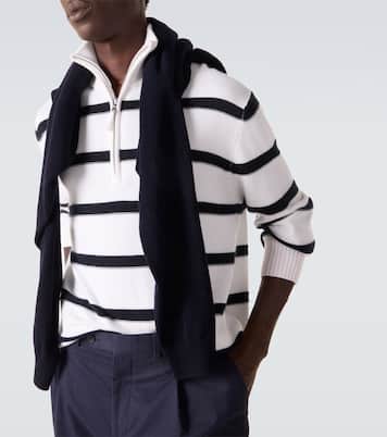 Pull rayé en coton et cachemire | Allude