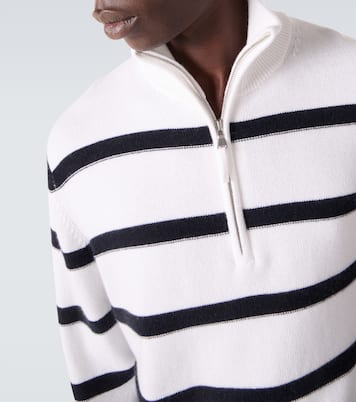 Pull rayé en coton et cachemire | Allude