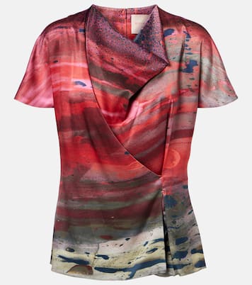Printed draped silk satin top | Roksanda