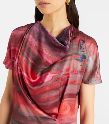 Printed draped silk satin top | Roksanda