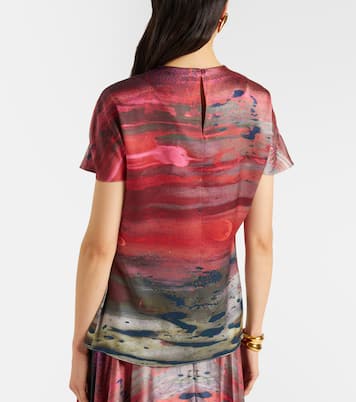 Printed draped silk satin top | Roksanda