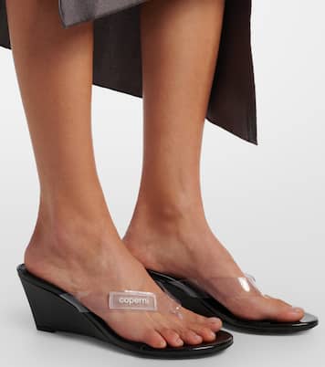 Logo PVC wedge thong sandals | Coperni