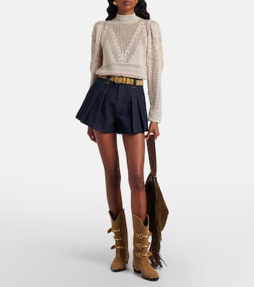 Structural pleated denim shorts | Frame
