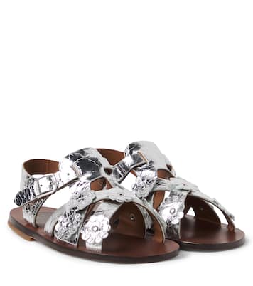 Alberto floral-appliqué leather sandals | PèPè