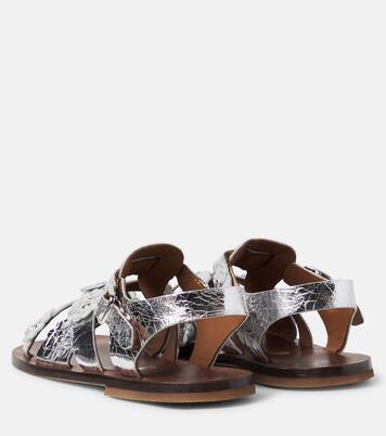 Alberto floral-appliqué leather sandals | PèPè