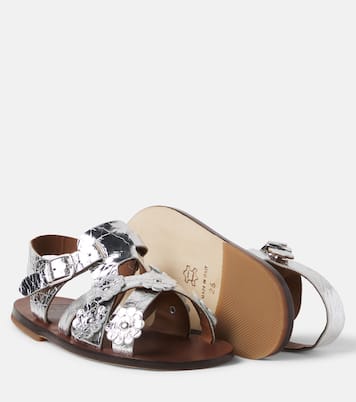Alberto floral-appliqué leather sandals | PèPè
