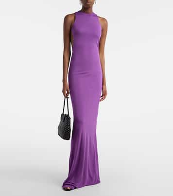 فستان سهرة مزين بالخرز من الجيرسيه بظهر مكشوف Maha | De La Vali