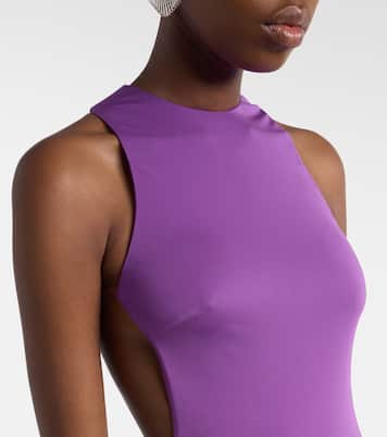 فستان سهرة مزين بالخرز من الجيرسيه بظهر مكشوف Maha | De La Vali