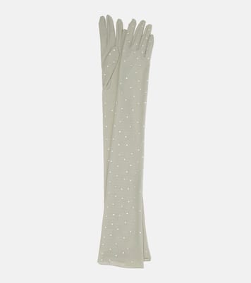 Crystal-embellished mesh gloves | Oséree