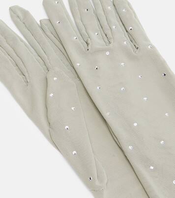 Crystal-embellished mesh gloves | Oséree