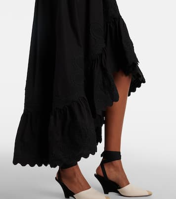Vestido midi asimétrico de algodón bordado | Juliet Dunn