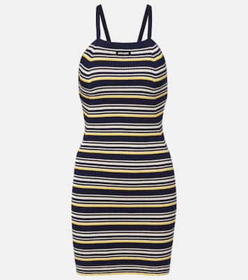 Striped open-back cotton-blend minidress | Miu Miu