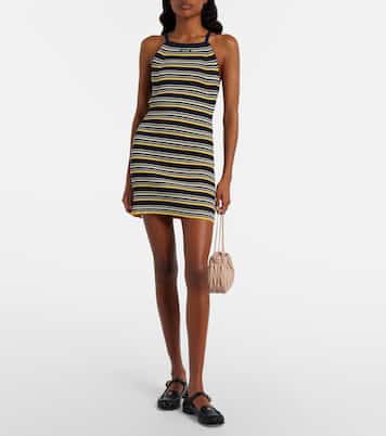 Striped open-back cotton-blend minidress | Miu Miu