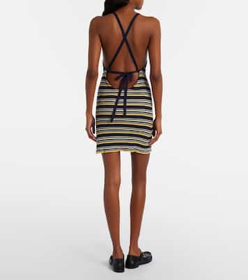 Striped open-back cotton-blend minidress | Miu Miu