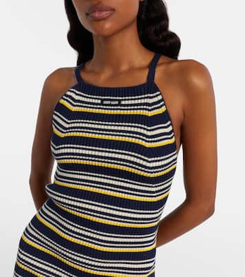 Striped open-back cotton-blend minidress | Miu Miu