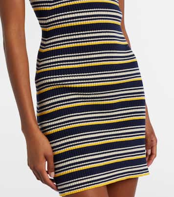 Striped open-back cotton-blend minidress | Miu Miu
