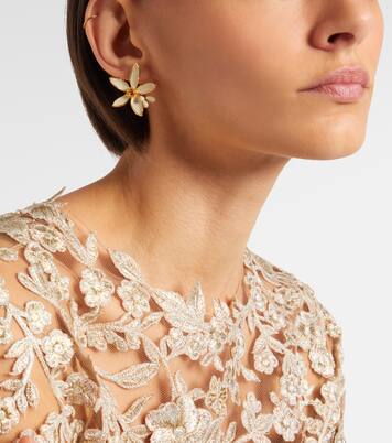 Orange Blossom enamel earrings | Oscar de la Renta