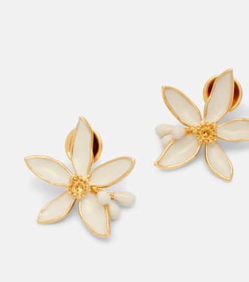 Orange Blossom enamel earrings | Oscar de la Renta