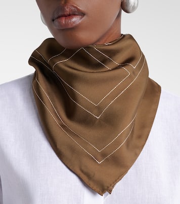 Embroidered monogram silk scarf | Toteme